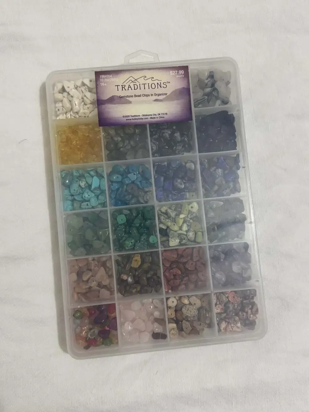 Traditions Gemstone Bead Chips In Organizer 24-Color Set